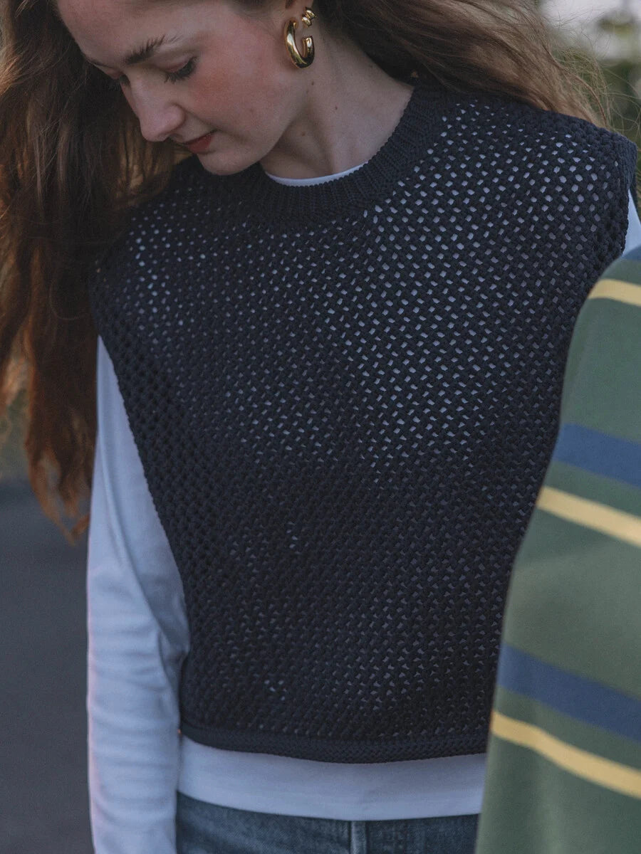 LES SOEURS GEBREIDE TOP MORI NAVY
