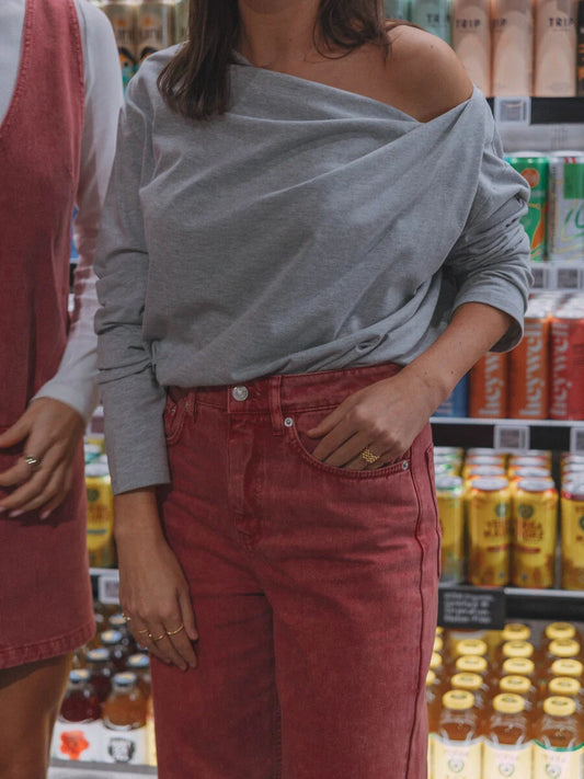 LES SOEURS OFF-SHOULDER TOP NOXY GREY