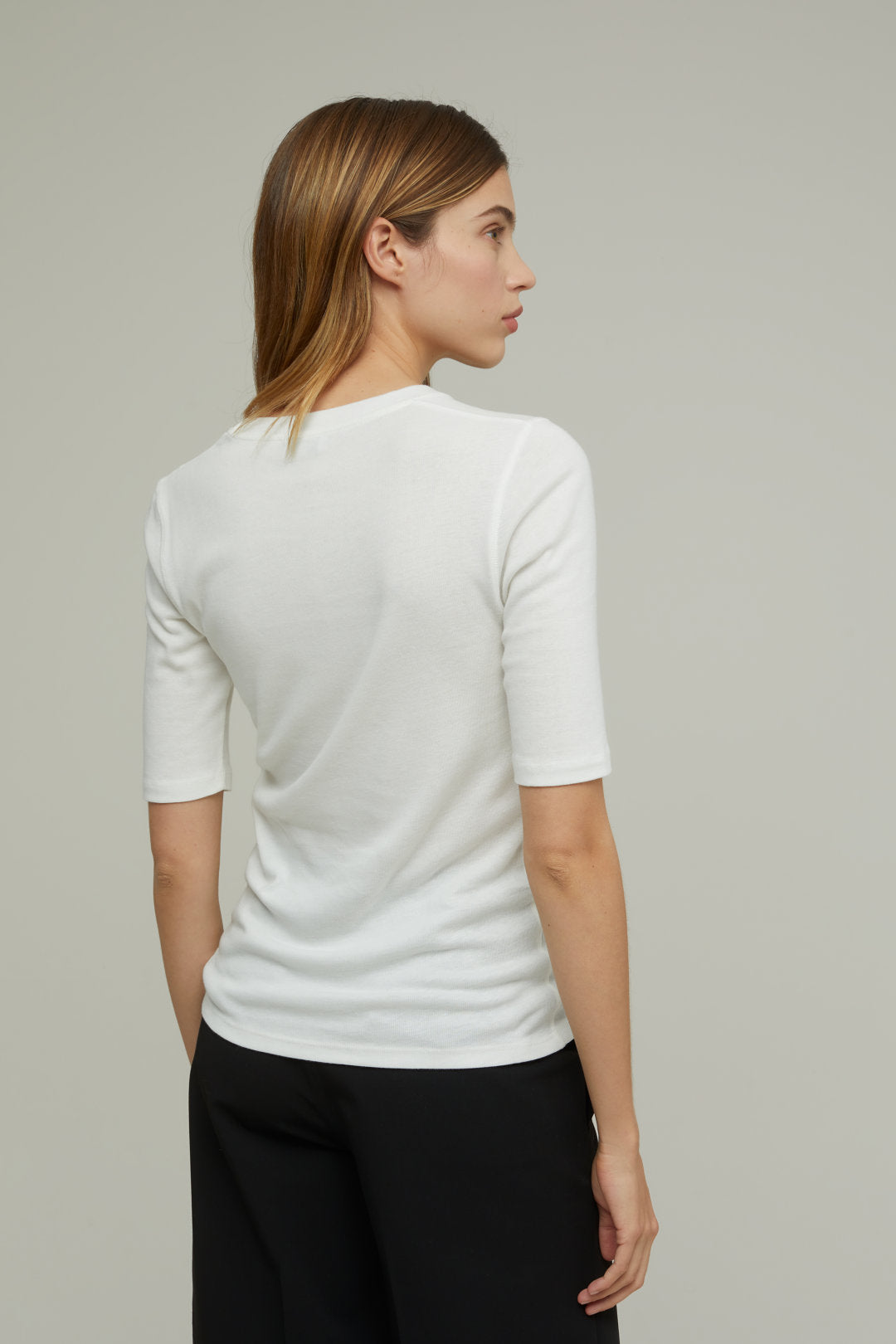 CLOSED RIB JERSEY BASIC TEE IVORY - S. LABELS
