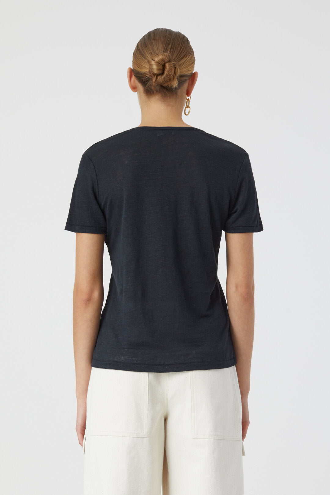 CLOSED LINNEN V-NECK TEE BLUE BLACK - S. LABELS