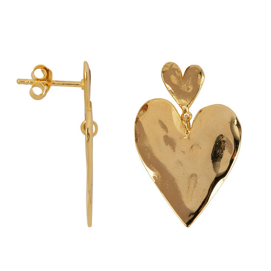 BETTY BOGAERS Double Heart Stud Earring Gold Plated - S. LABELS