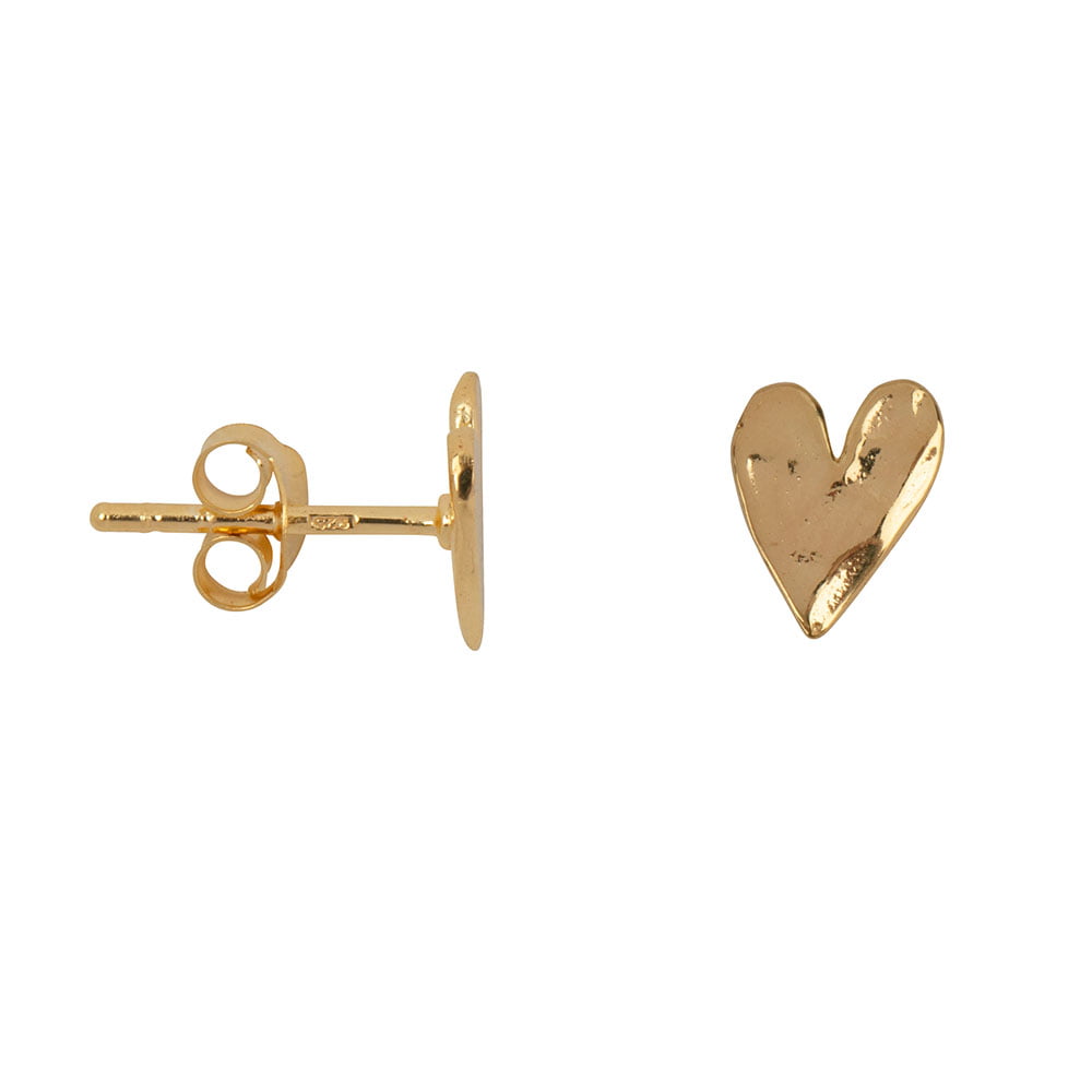 BETTY BOGAERS Hammered Heart Stud Earring Gold Plated - S. LABELS